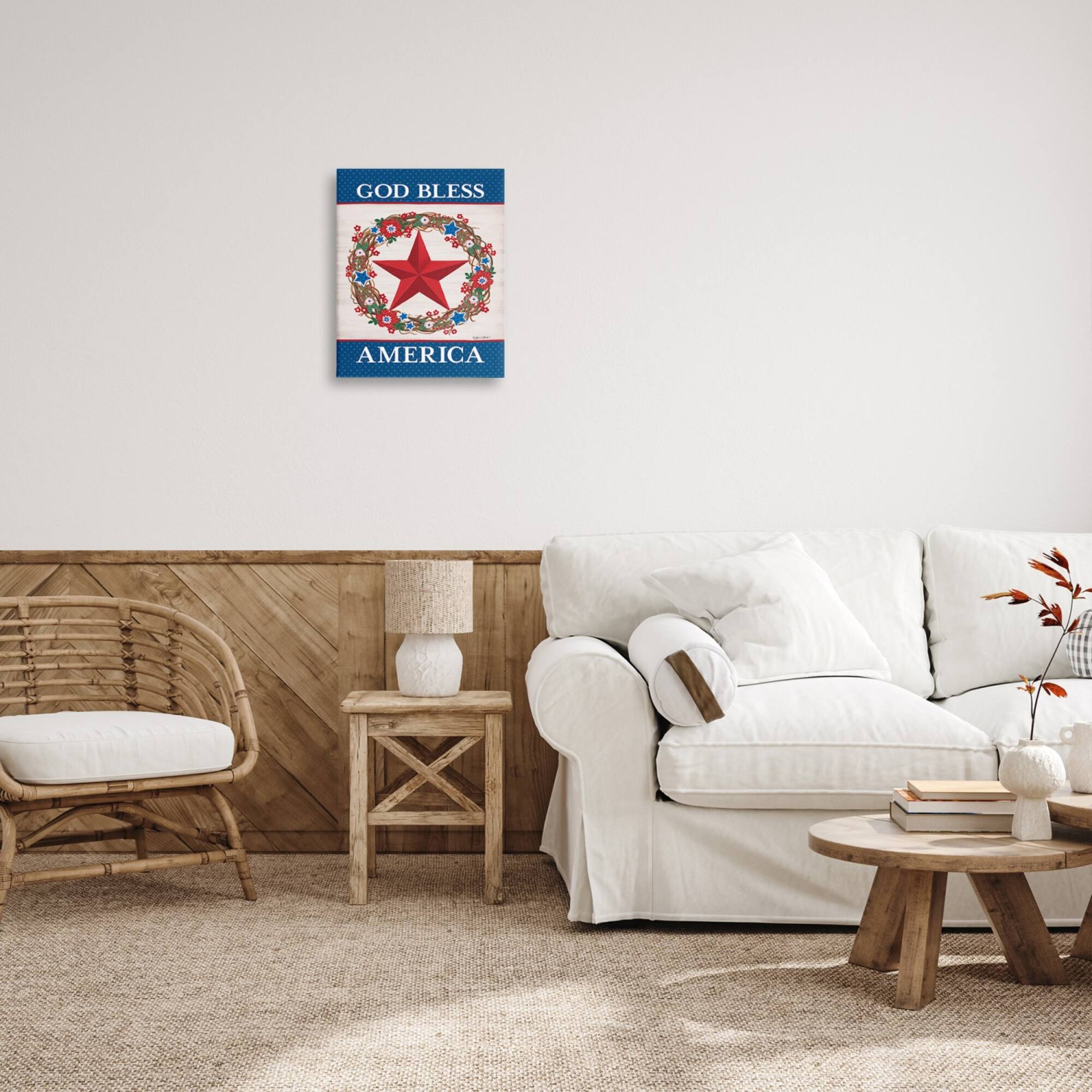 Stupell Industries God Bless America Wreath Canvas Wall Art
